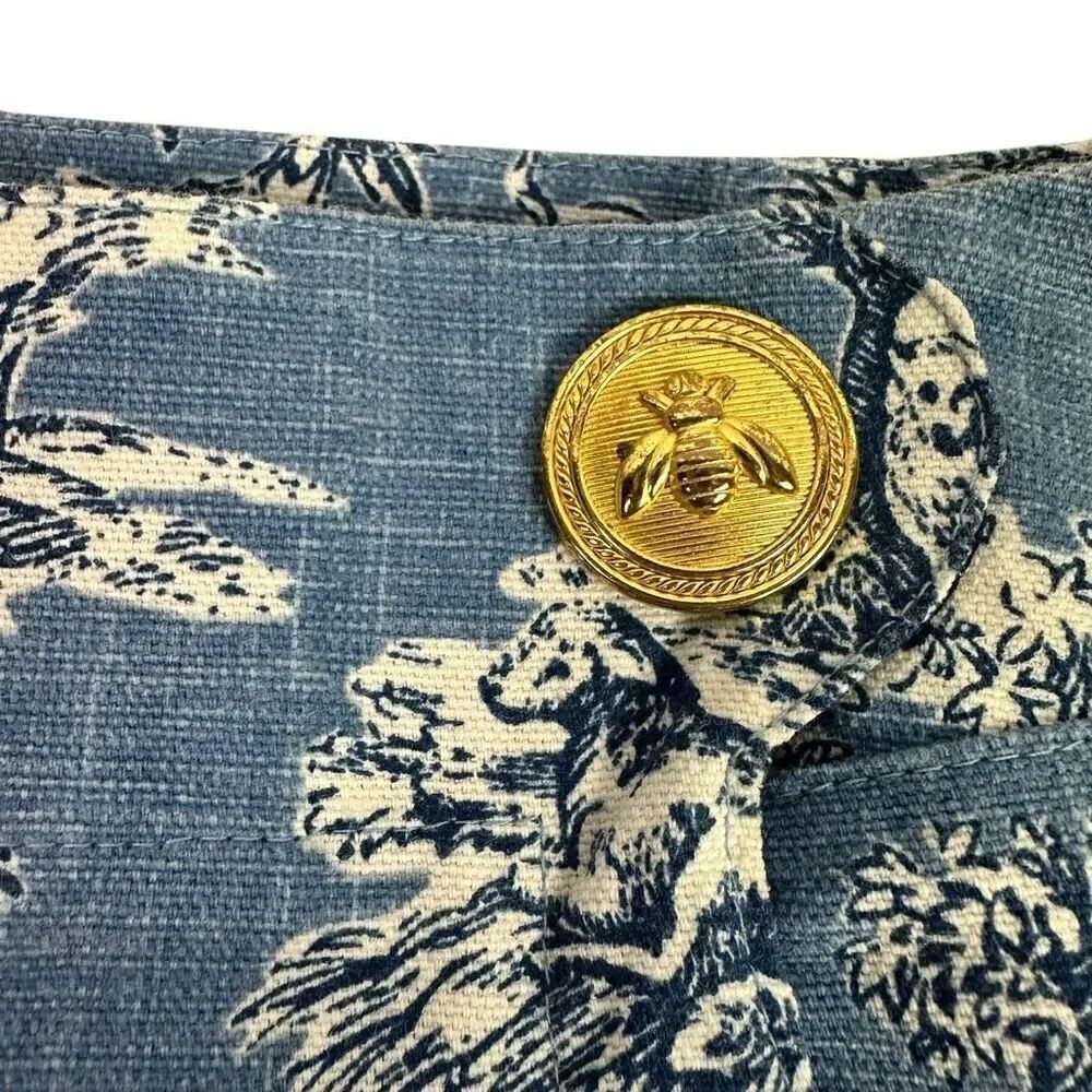 B The Collection Toile Blue Bee Button Skirt - Picture 3 of 6